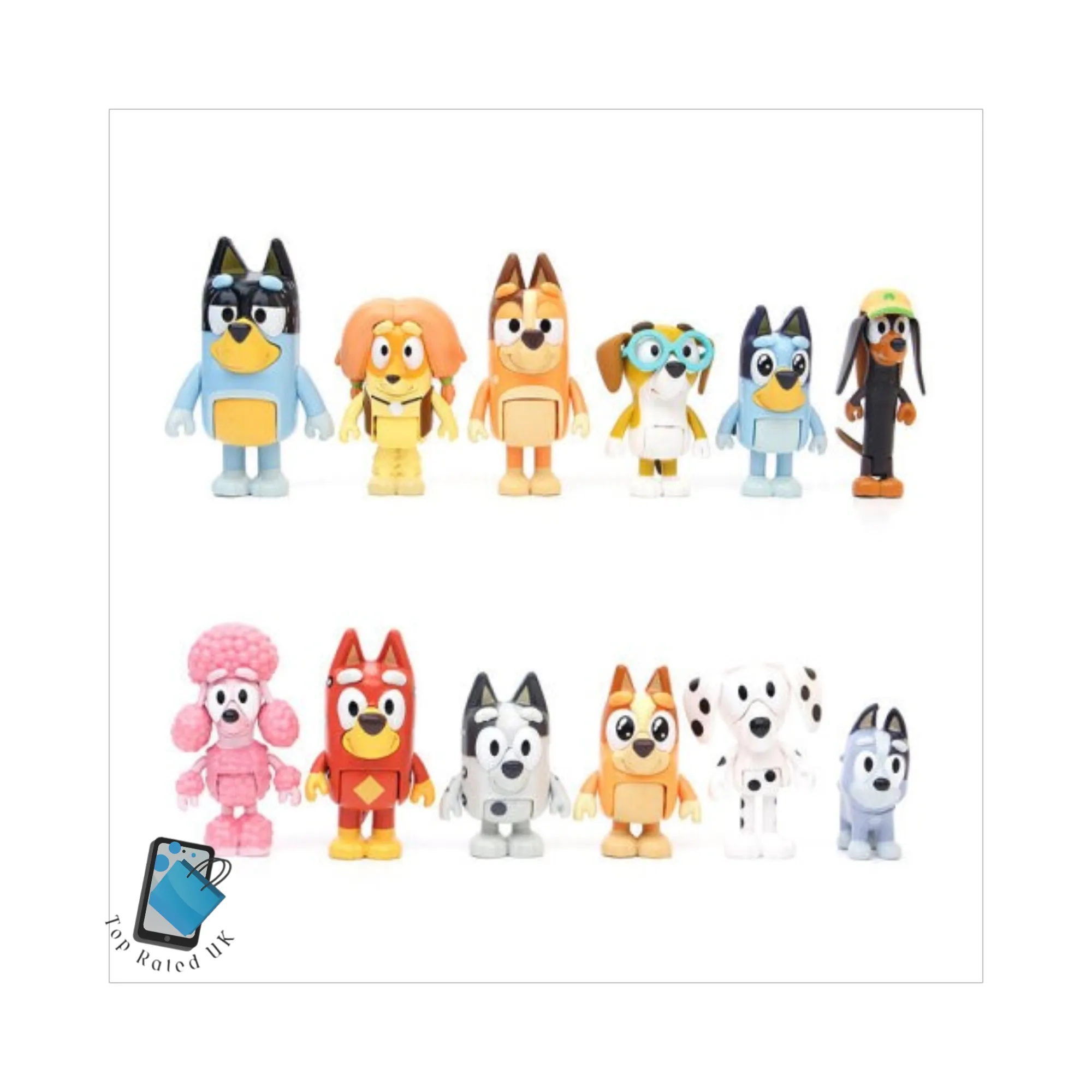 12Pcs Bluey Family And Friends Dog Pet Action Figures 3'' Model Set Toy Kids Gift