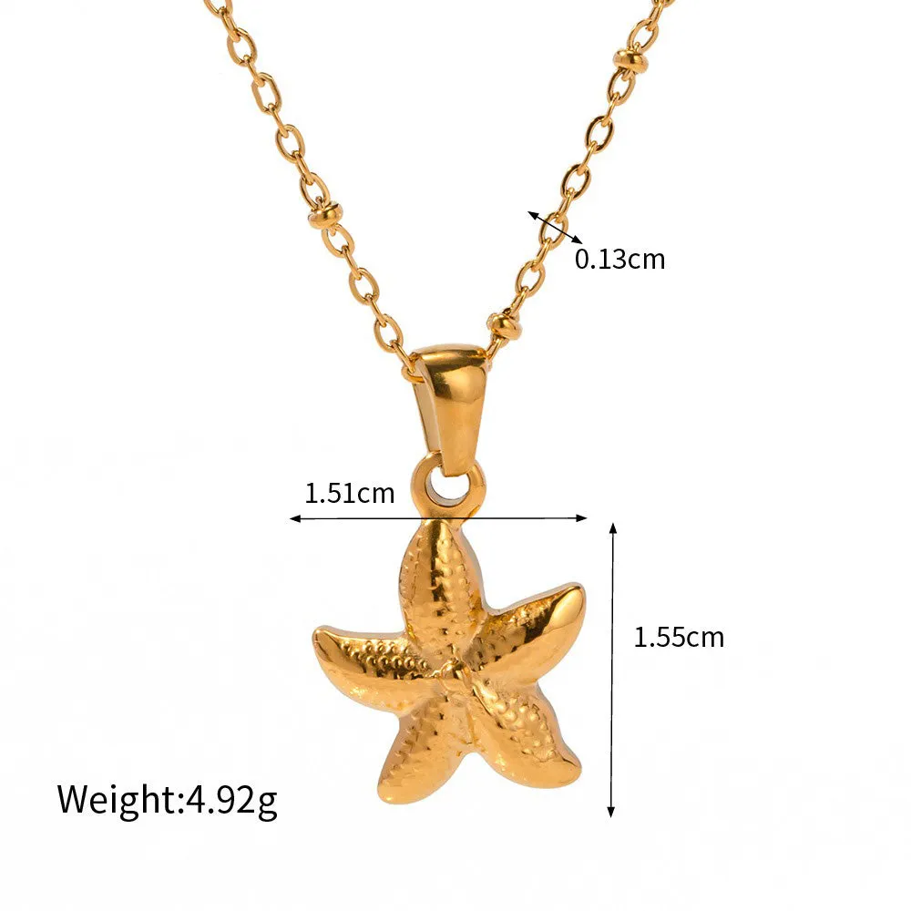 18K gold noble and luxurious shell/fishtail/starfish/conch/seahorse-shaped beach style necklace