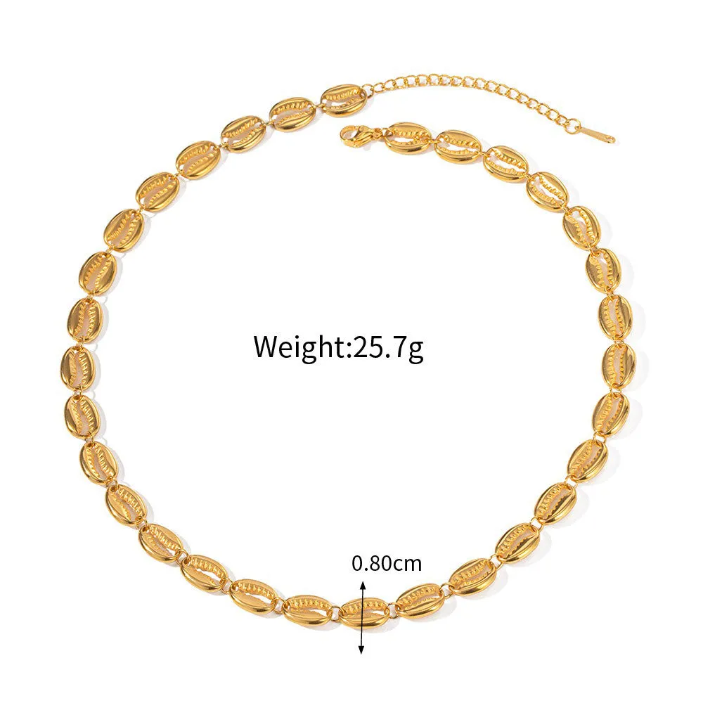 18K gold noble and luxurious shell/fishtail/starfish/conch/seahorse-shaped beach style necklace