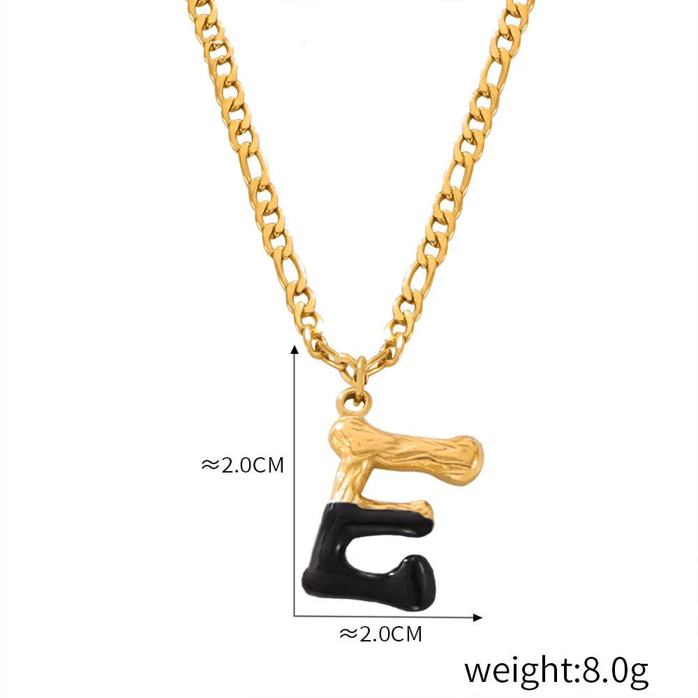 18K gold simple and light luxury 26 letters with tree pattern design necklace