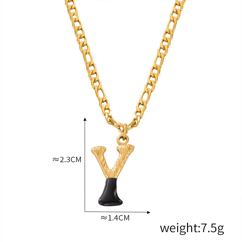 18K gold simple and light luxury 26 letters with tree pattern design necklace