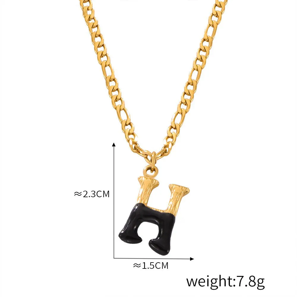 18K gold simple and light luxury 26 letters with tree pattern design necklace
