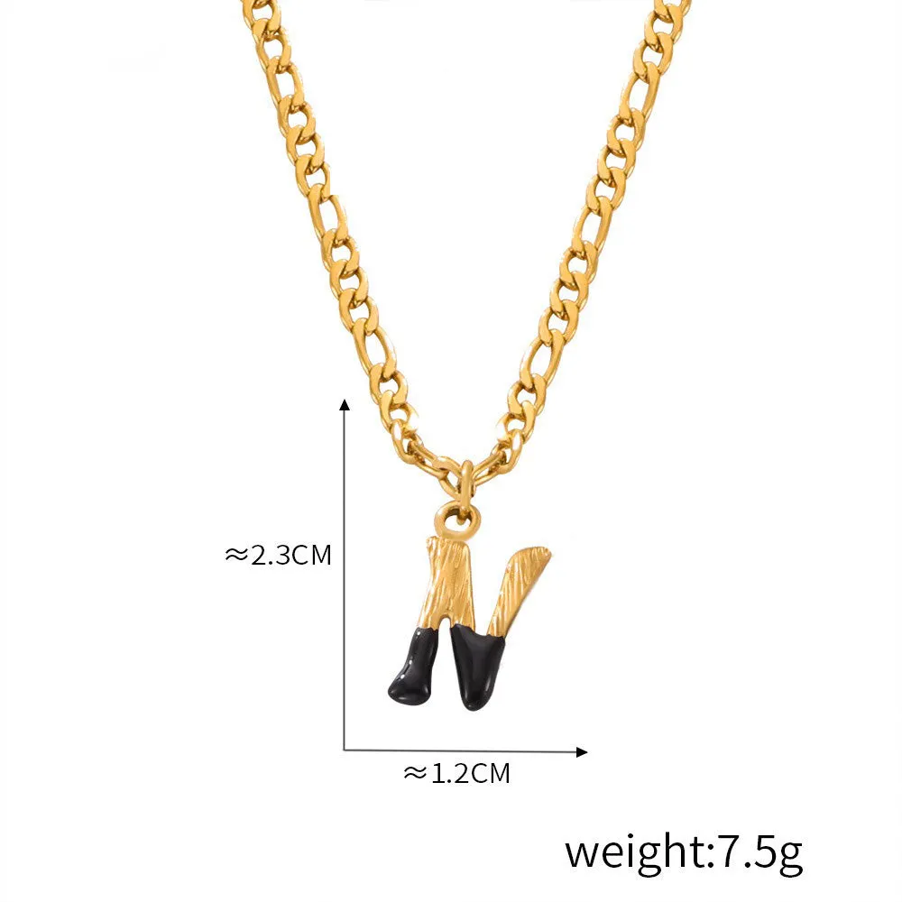 18K gold simple and light luxury 26 letters with tree pattern design necklace