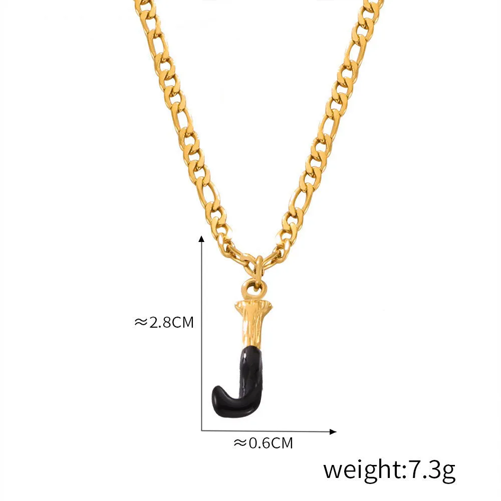 18K gold simple and light luxury 26 letters with tree pattern design necklace