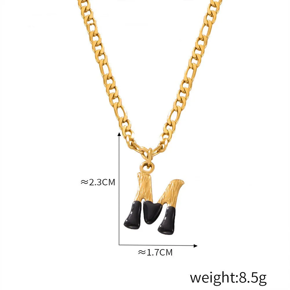 18K gold simple and light luxury 26 letters with tree pattern design necklace