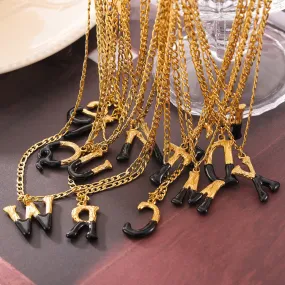 18K gold simple and light luxury 26 letters with tree pattern design necklace