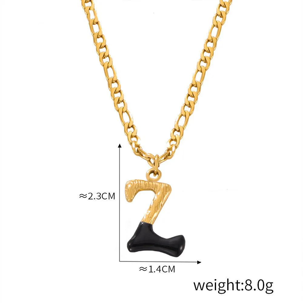 18K gold simple and light luxury 26 letters with tree pattern design necklace