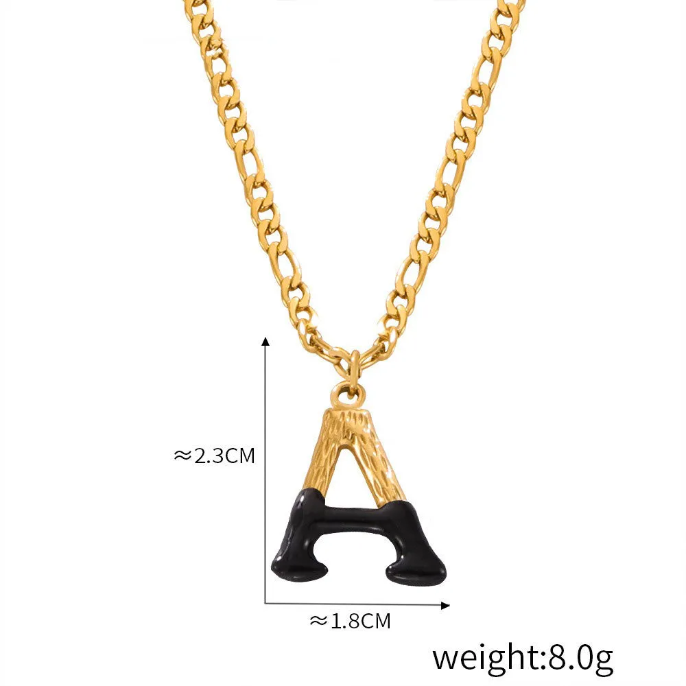 18K gold simple and light luxury 26 letters with tree pattern design necklace