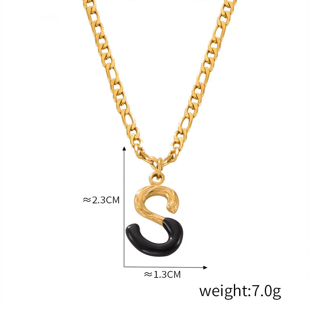 18K gold simple and light luxury 26 letters with tree pattern design necklace