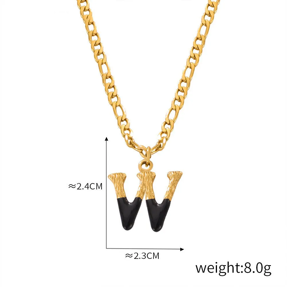 18K gold simple and light luxury 26 letters with tree pattern design necklace