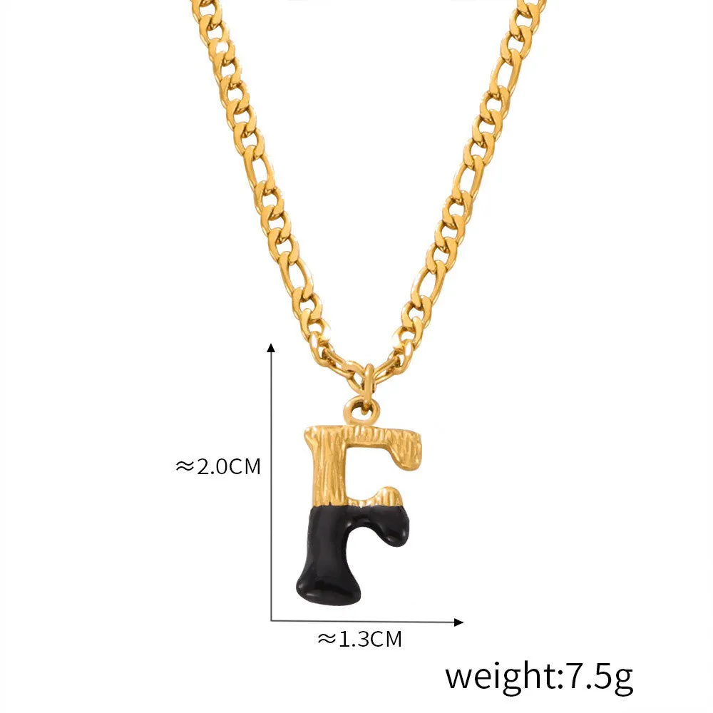 18K gold simple and light luxury 26 letters with tree pattern design necklace