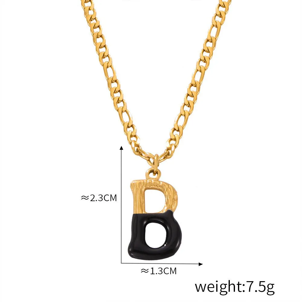 18K gold simple and light luxury 26 letters with tree pattern design necklace