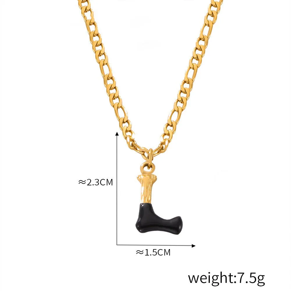 18K gold simple and light luxury 26 letters with tree pattern design necklace