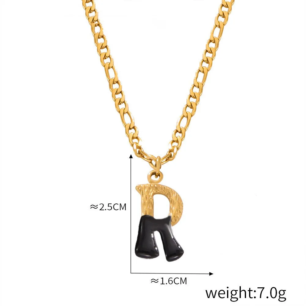 18K gold simple and light luxury 26 letters with tree pattern design necklace