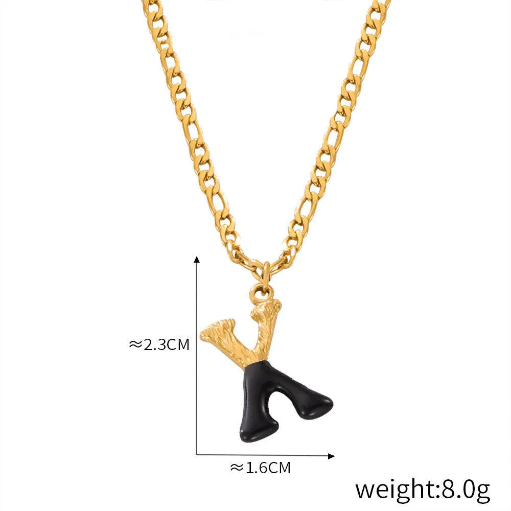 18K gold simple and light luxury 26 letters with tree pattern design necklace