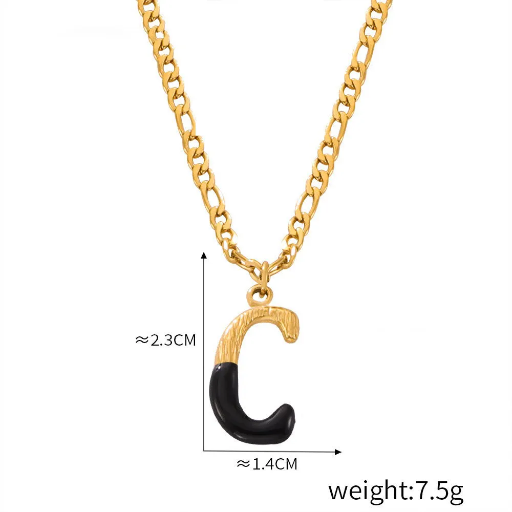 18K gold simple and light luxury 26 letters with tree pattern design necklace