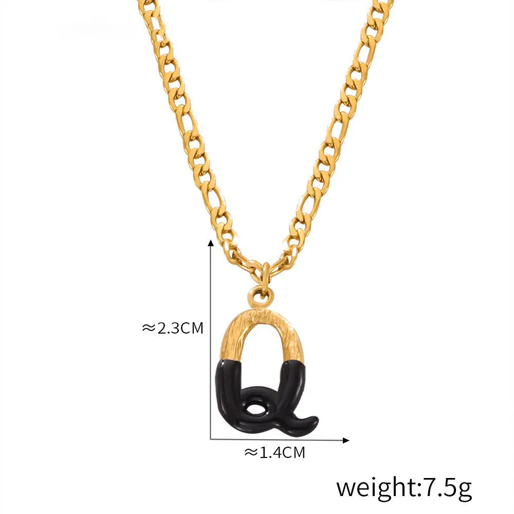 18K gold simple and light luxury 26 letters with tree pattern design necklace