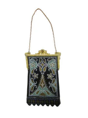 1920s Mandalian Mfg. Company Black Painted Mesh Bag