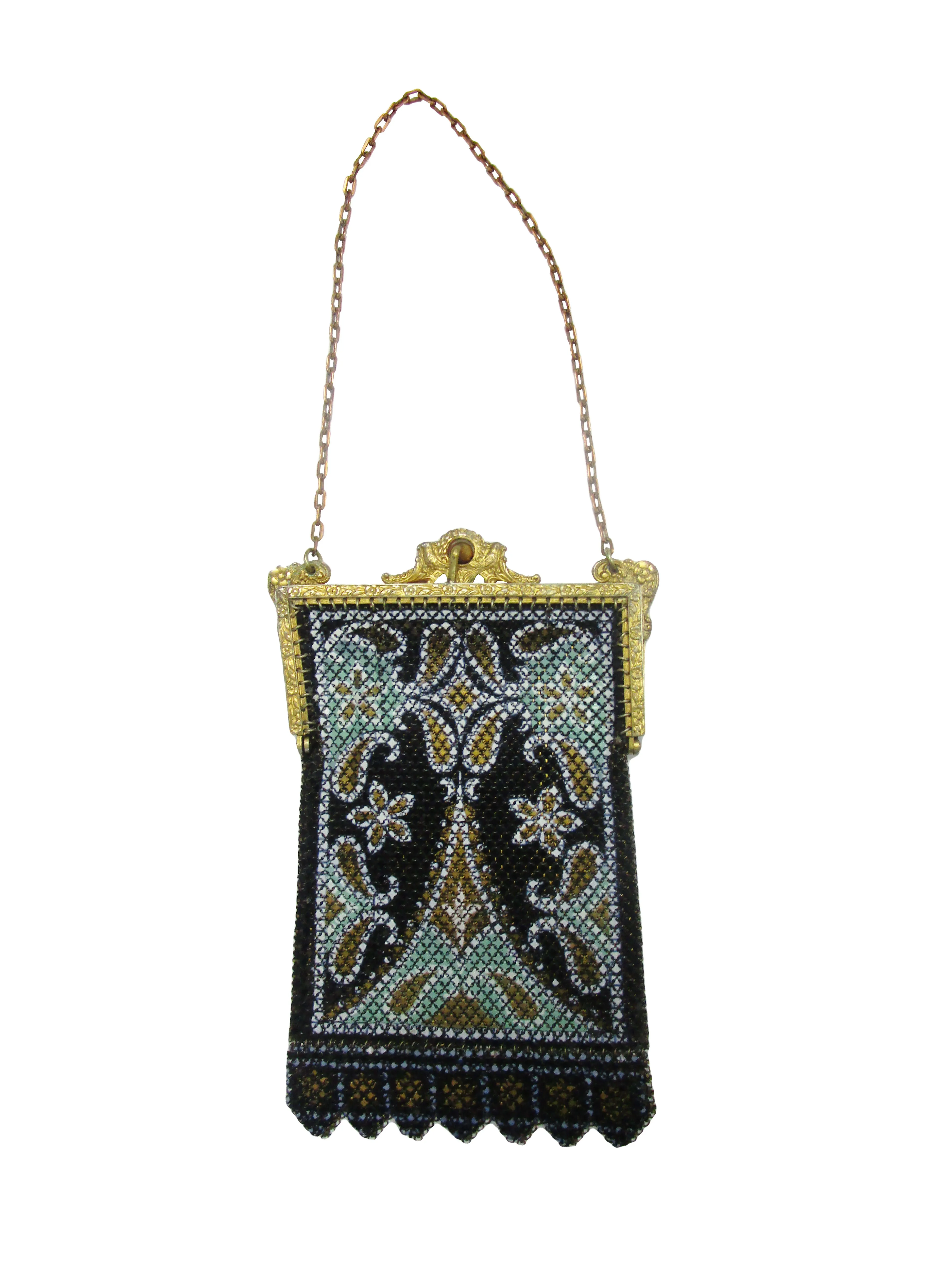 1920s Mandalian Mfg. Company Black Painted Mesh Bag