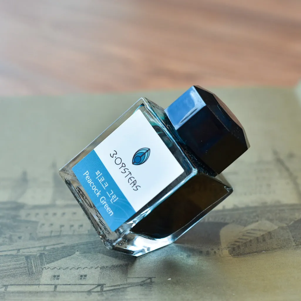 3 Oysters Peacock Green Ink Bottle