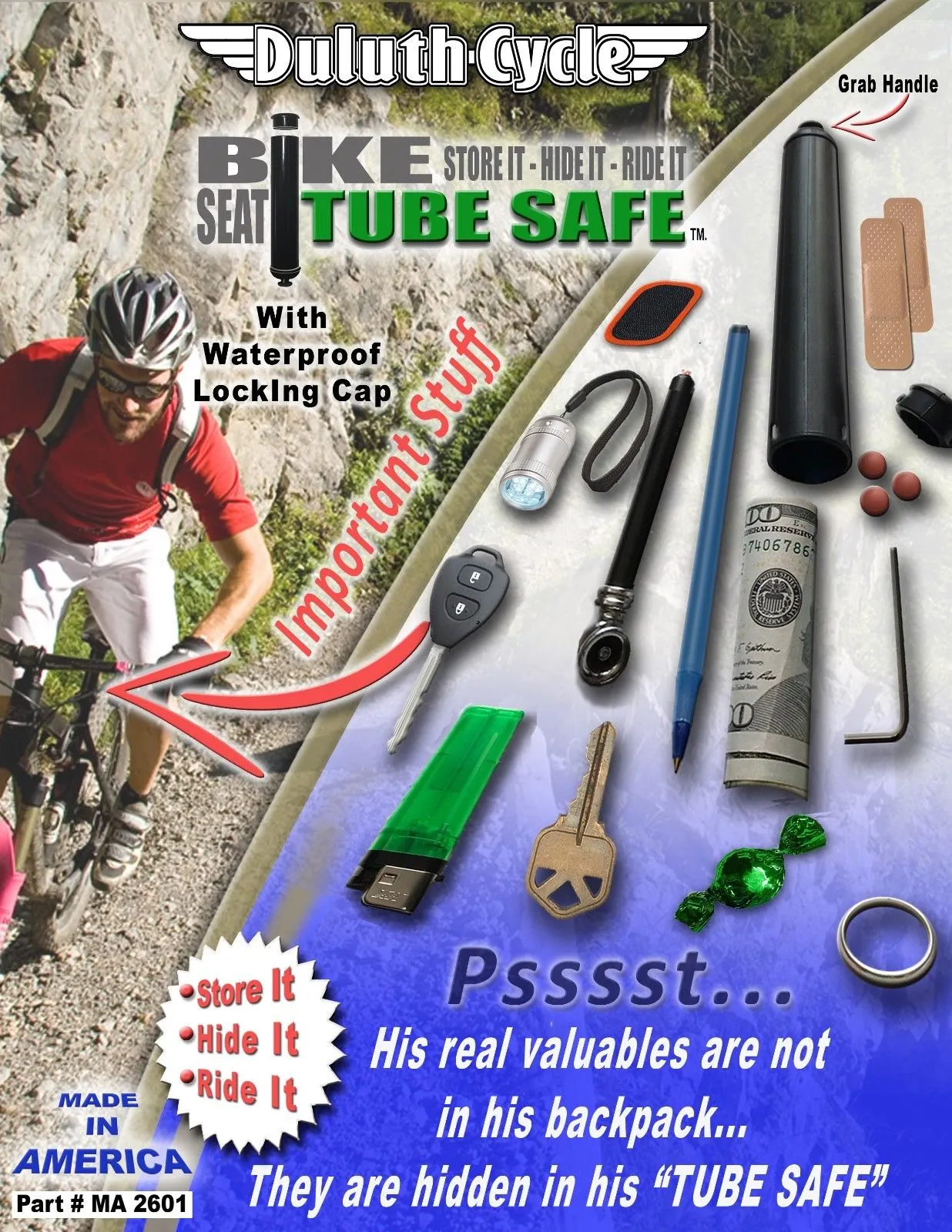 31mm Bicycle Seat Tube Storage, Hidden Container Bike Seat Post Storage