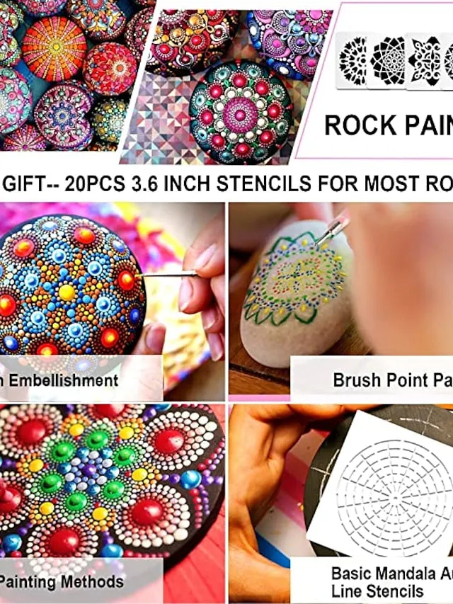 58PCS Mandala Dotting Tools Set with a Blue Zipper Waterproof Storage Bag for Painting Rocks