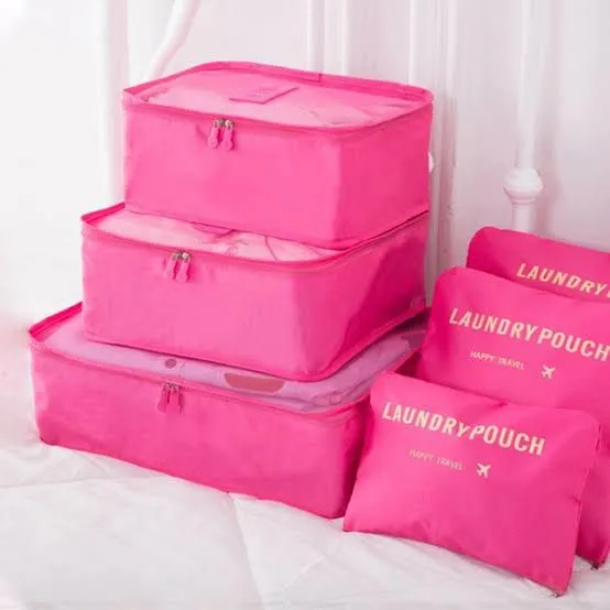 6 Pcs Waterproof Travel Storage Bag (Peach)