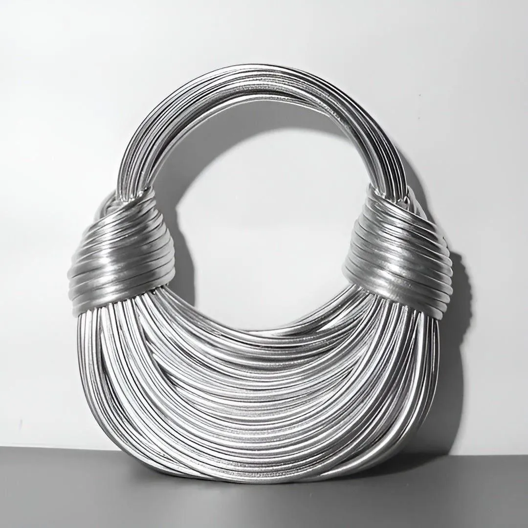 Alecia Fashion Bag - Elegante Glänzende Damentasche in Geknotetem Seil-Design