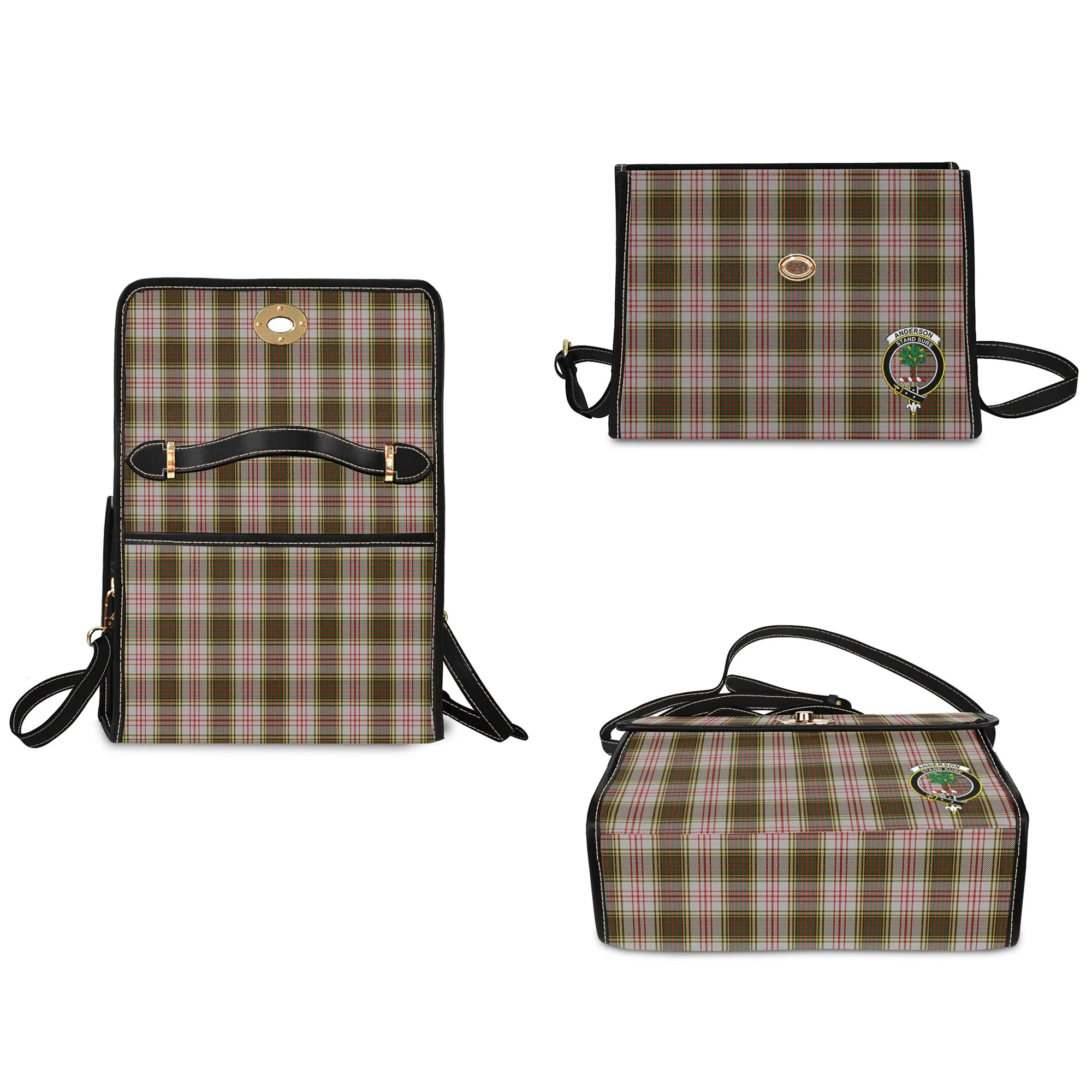 Anderson Dress Tartan Waterproof Canvas Bag with Family Crest