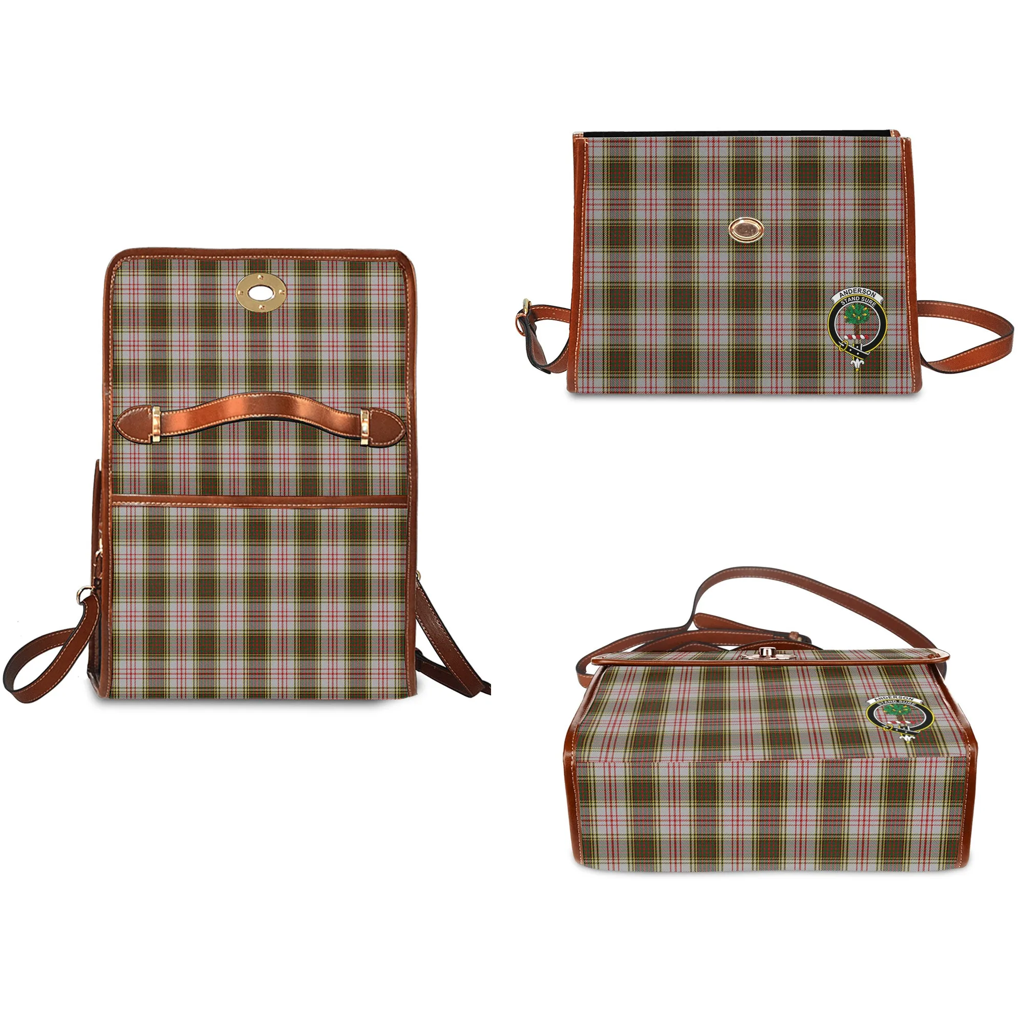 Anderson Dress Tartan Waterproof Canvas Bag with Family Crest