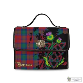 Auchinleck (Affleck) Tartan Waterproof Canvas Bag with Scotland Map and Thistle Celtic Accents