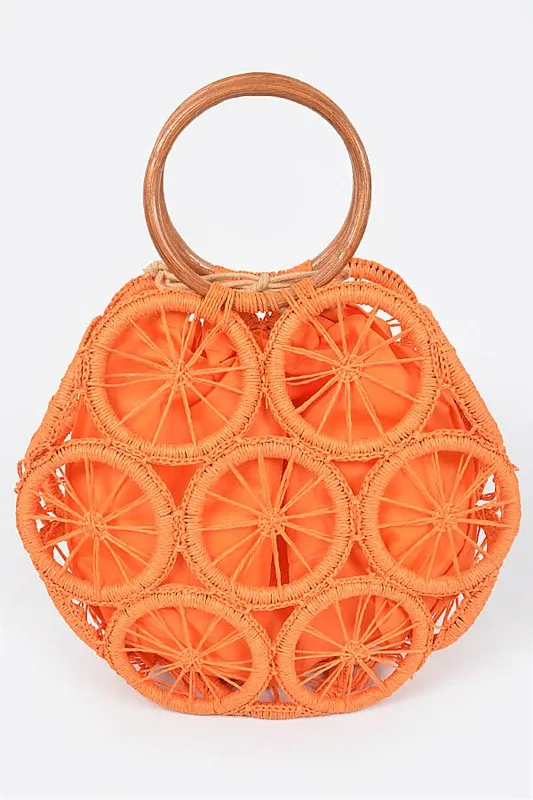 Bamboo Green Weaved Cording Summer Clutch Handbag
