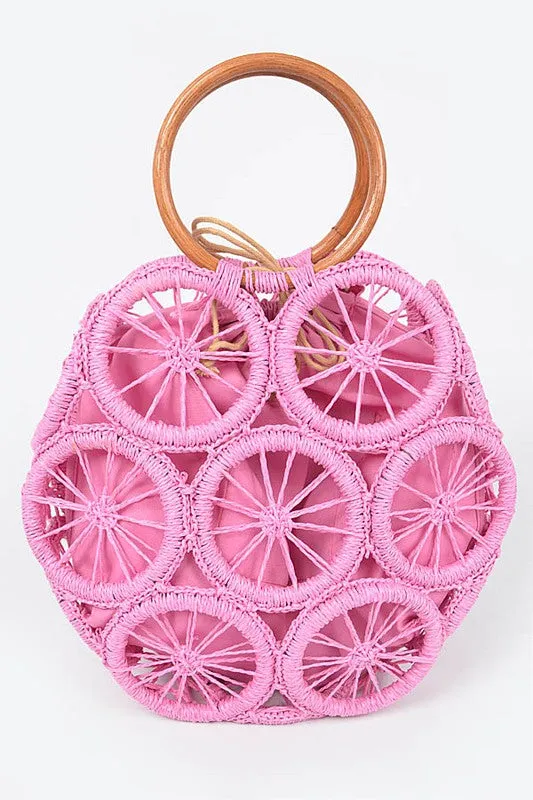 Bamboo Green Weaved Cording Summer Clutch Handbag