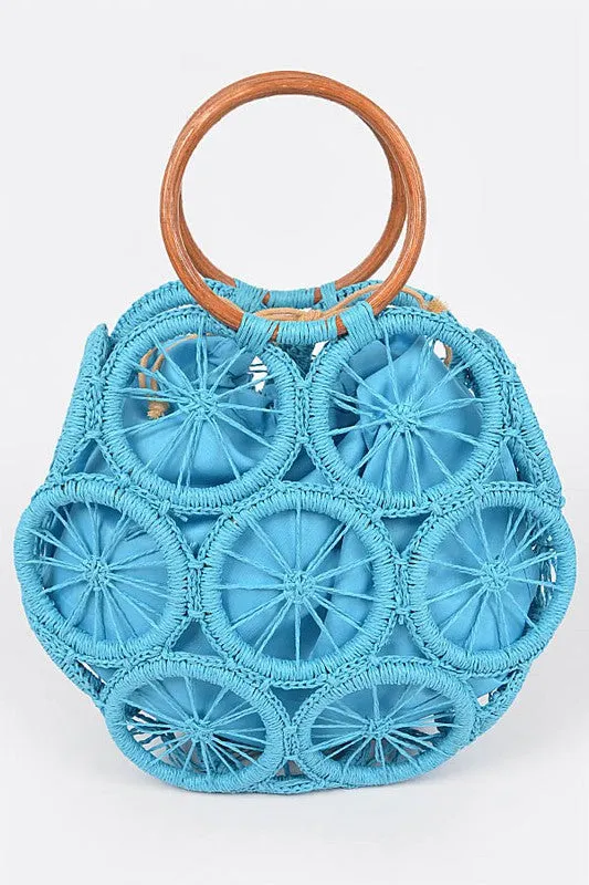 Bamboo Green Weaved Cording Summer Clutch Handbag