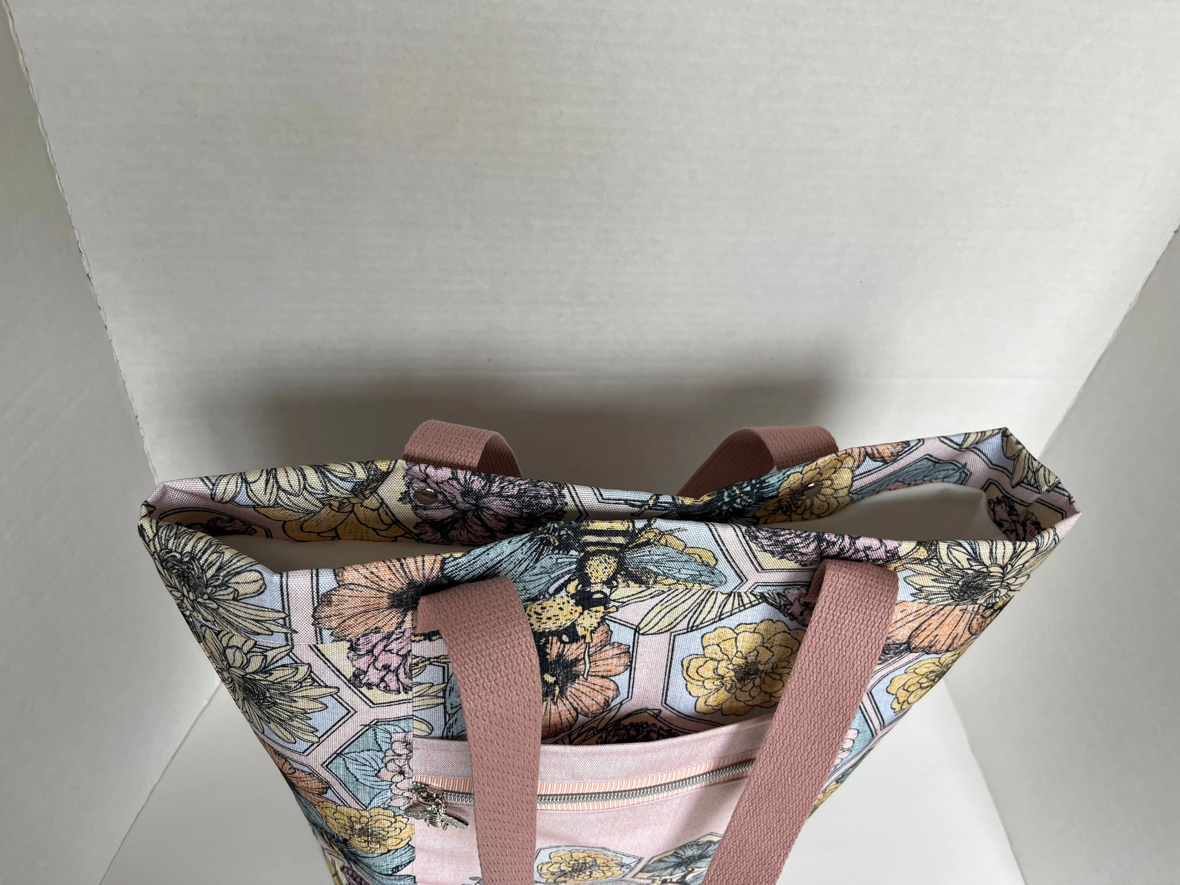 Bee Themed Large Waterproof Tote Bag, Project Bag