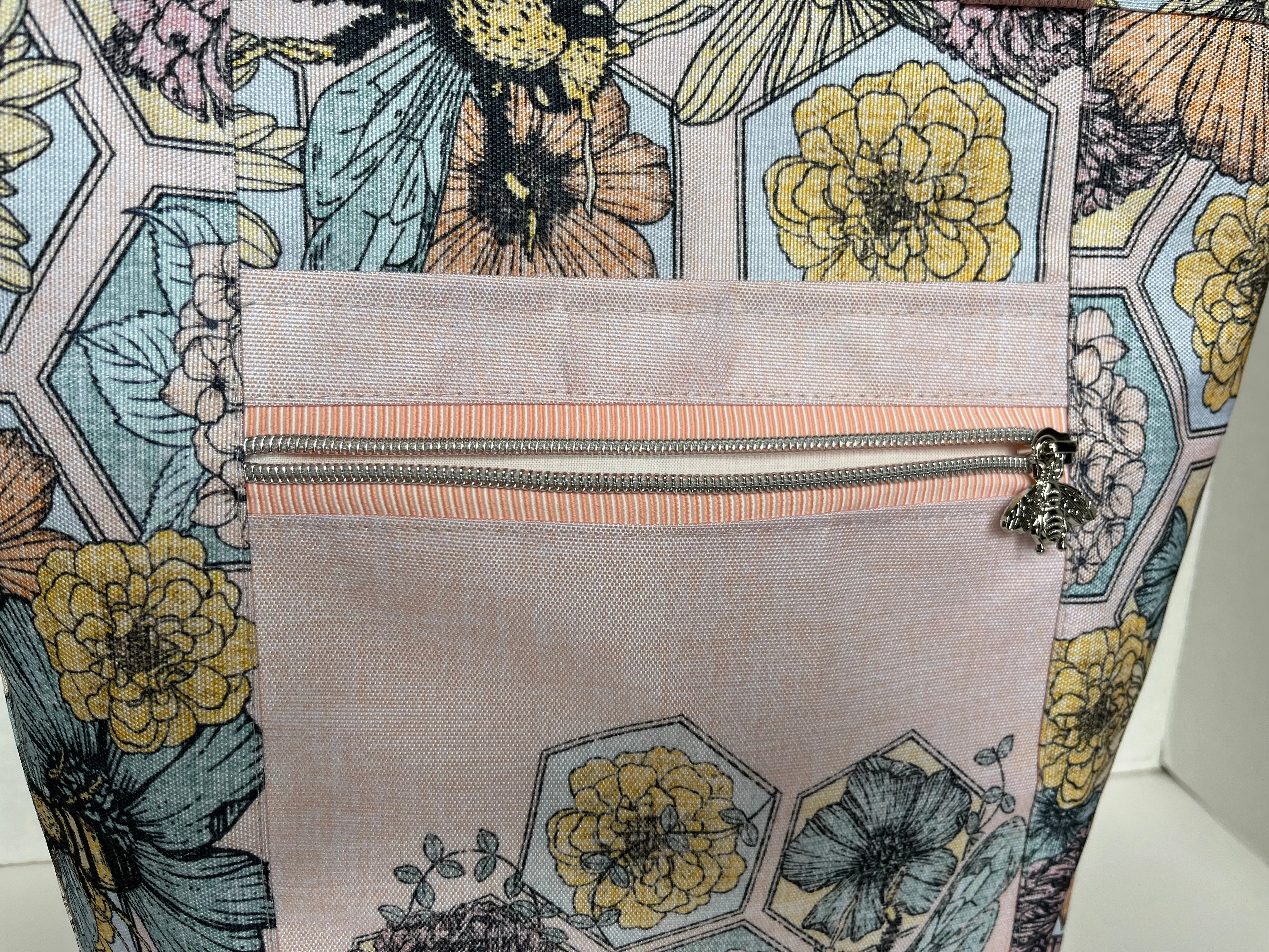 Bee Themed Large Waterproof Tote Bag, Project Bag