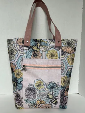 Bee Themed Large Waterproof Tote Bag, Project Bag