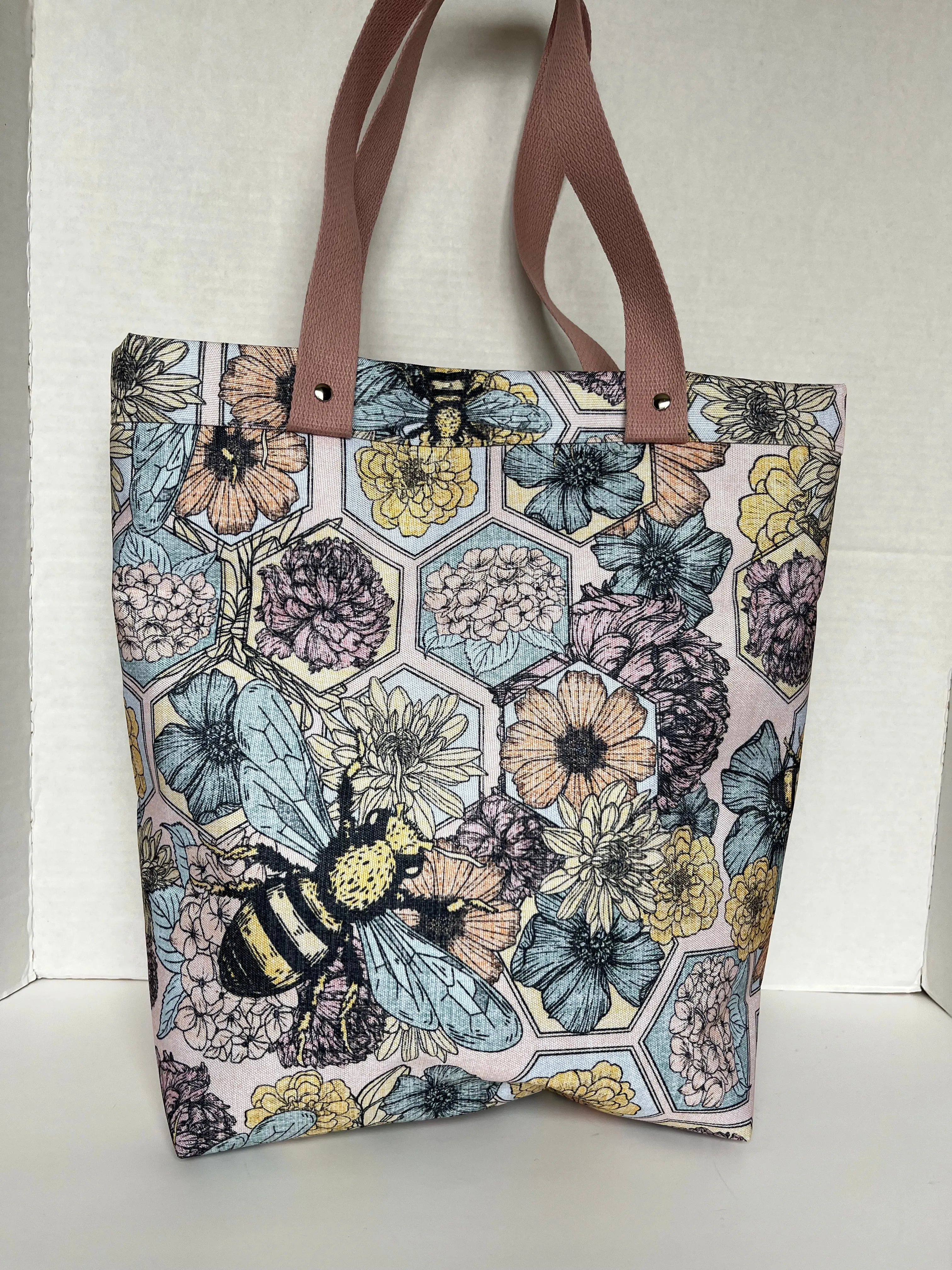 Bee Themed Large Waterproof Tote Bag, Project Bag