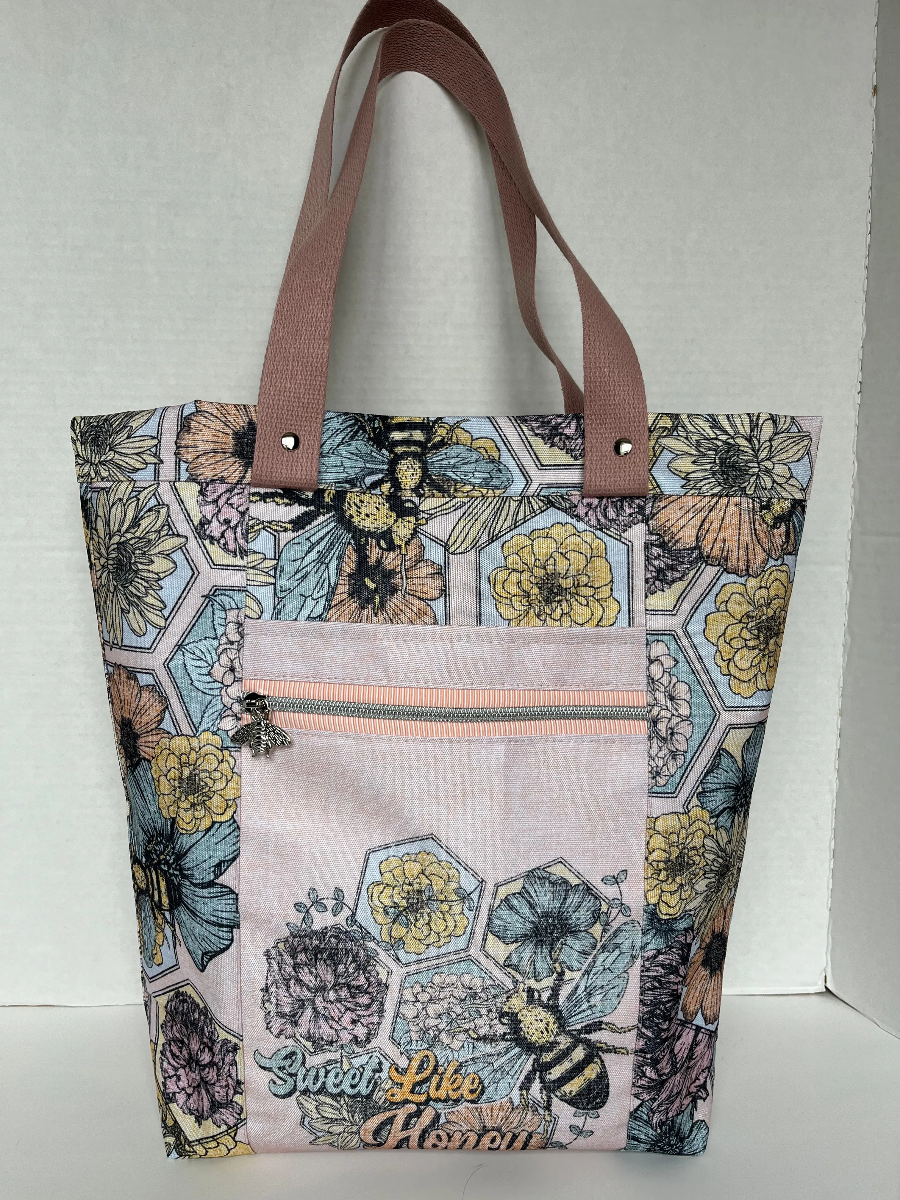 Bee Themed Large Waterproof Tote Bag, Project Bag