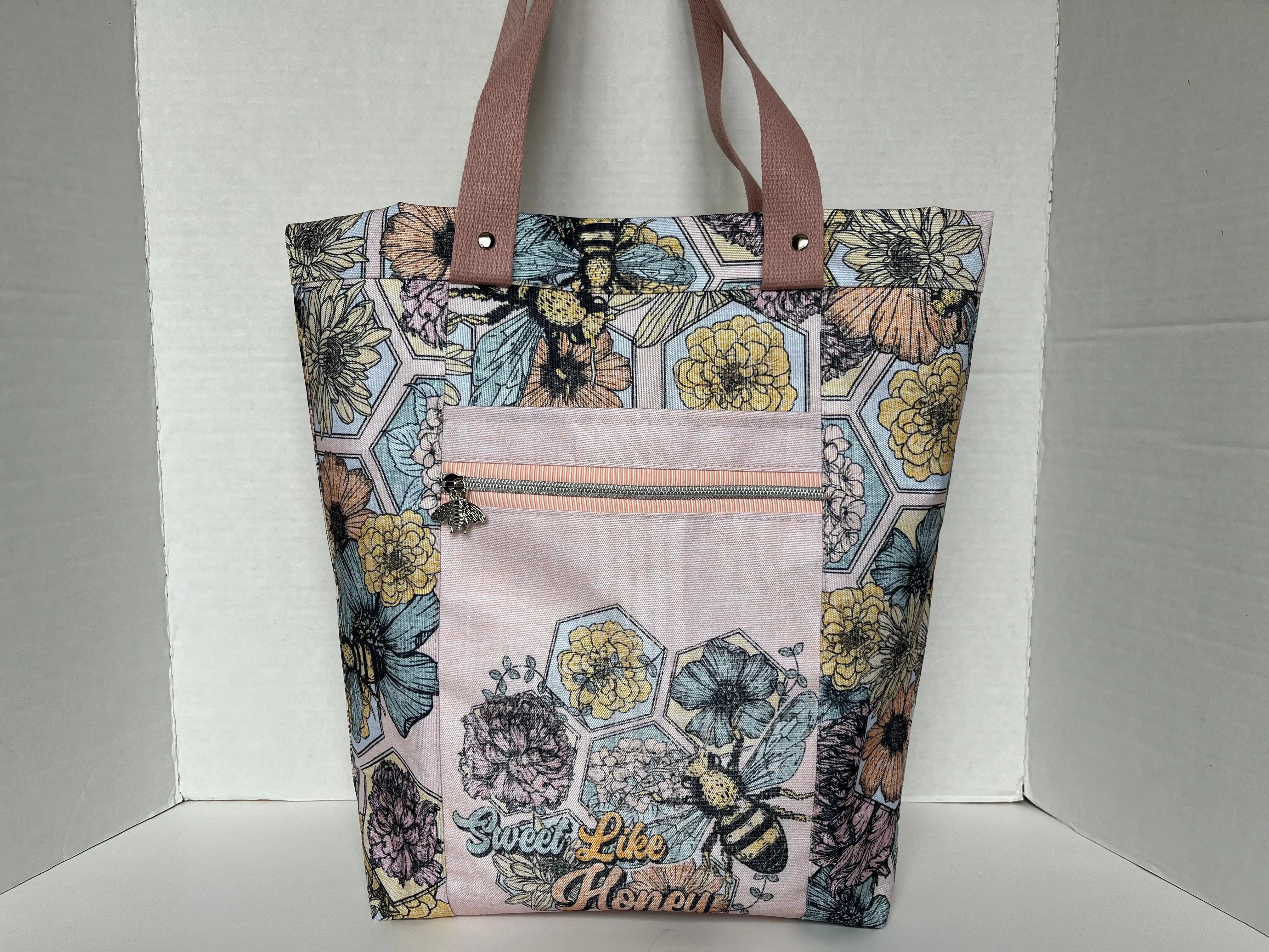 Bee Themed Large Waterproof Tote Bag, Project Bag