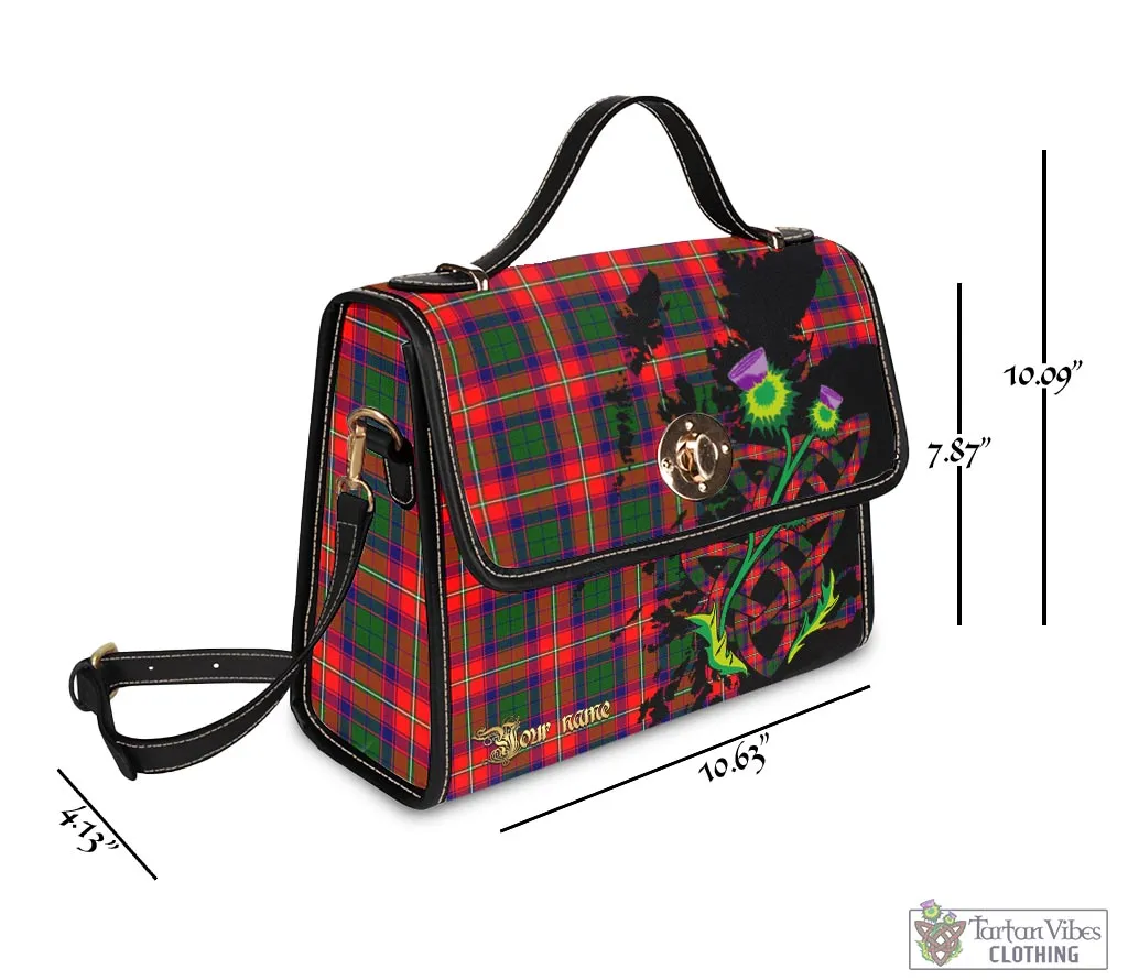 Belshes Tartan Waterproof Canvas Bag with Scotland Map and Thistle Celtic Accents