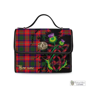 Belshes Tartan Waterproof Canvas Bag with Scotland Map and Thistle Celtic Accents
