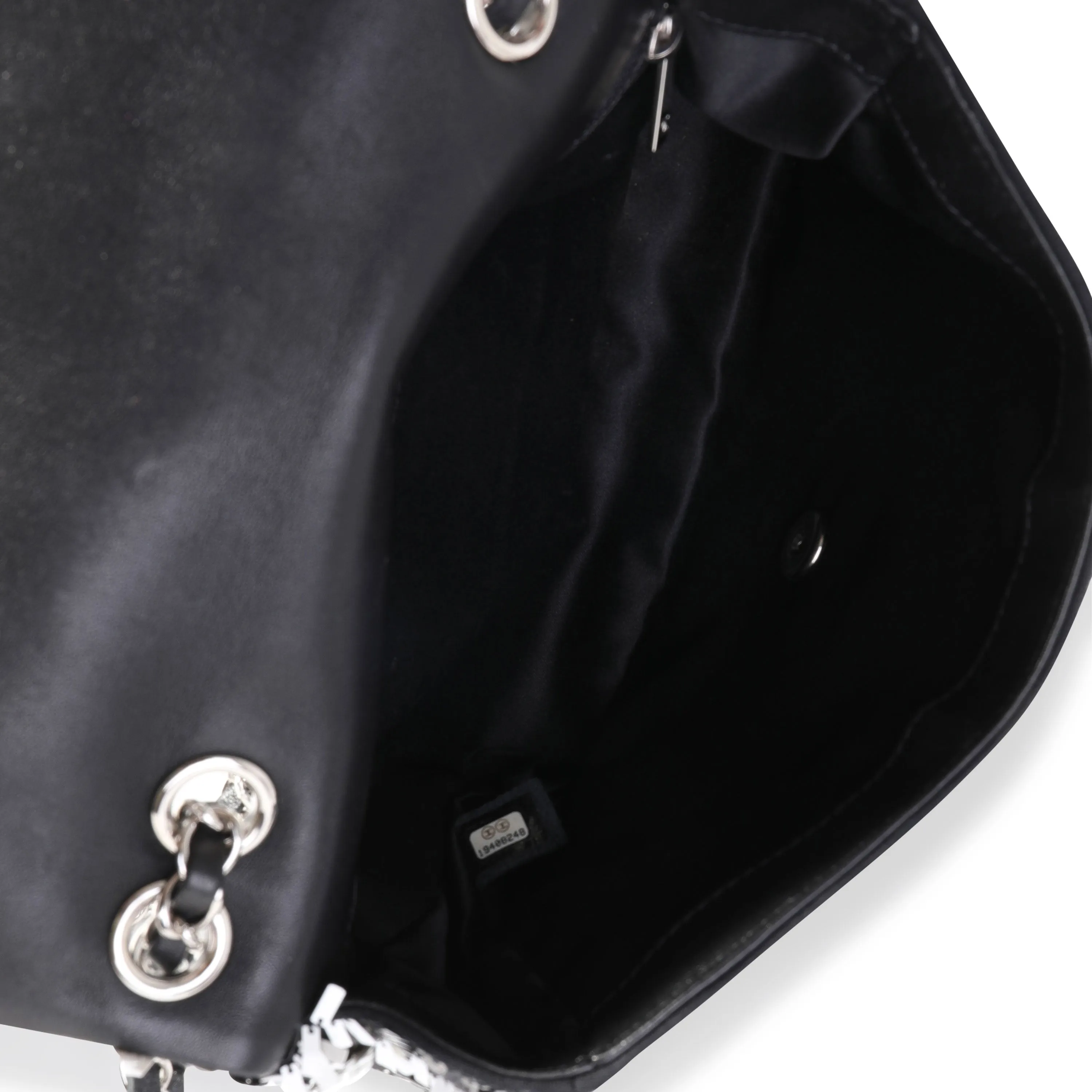 Black & White Sequin Medium Single Flap Bag