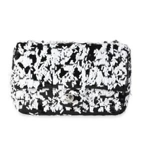 Black & White Sequin Medium Single Flap Bag