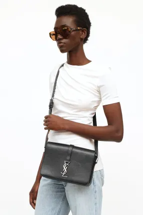 Black Leather Universite Flap Bag