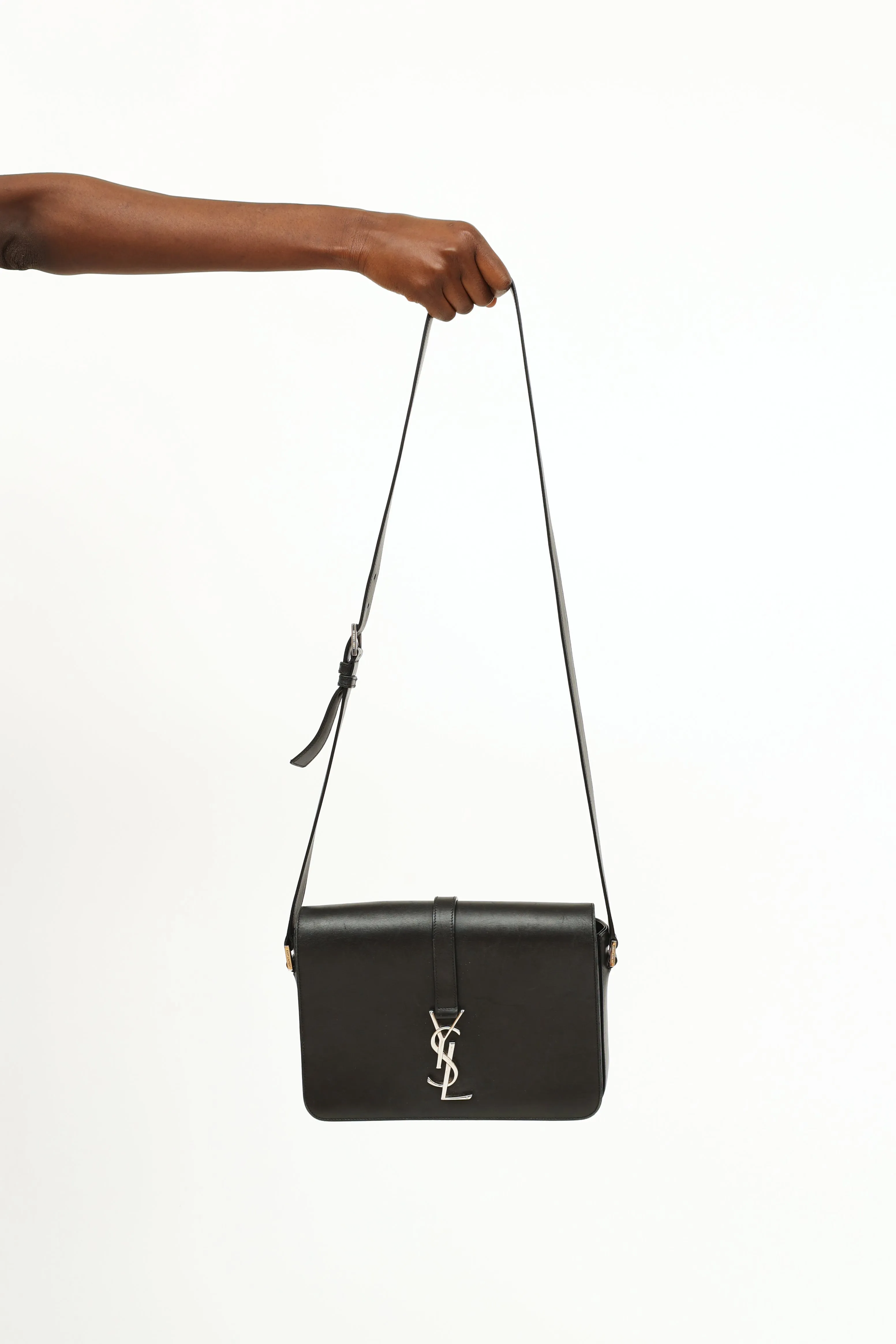 Black Leather Universite Flap Bag
