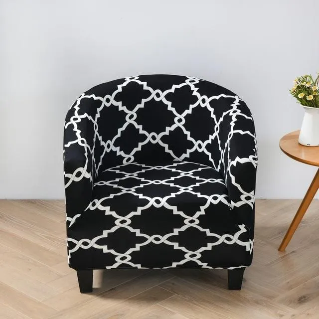 Black Mosaic Barrel Chair Cover