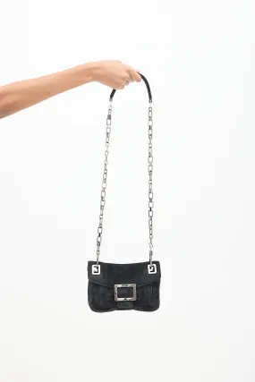 Black Suede Chain Flap Bag