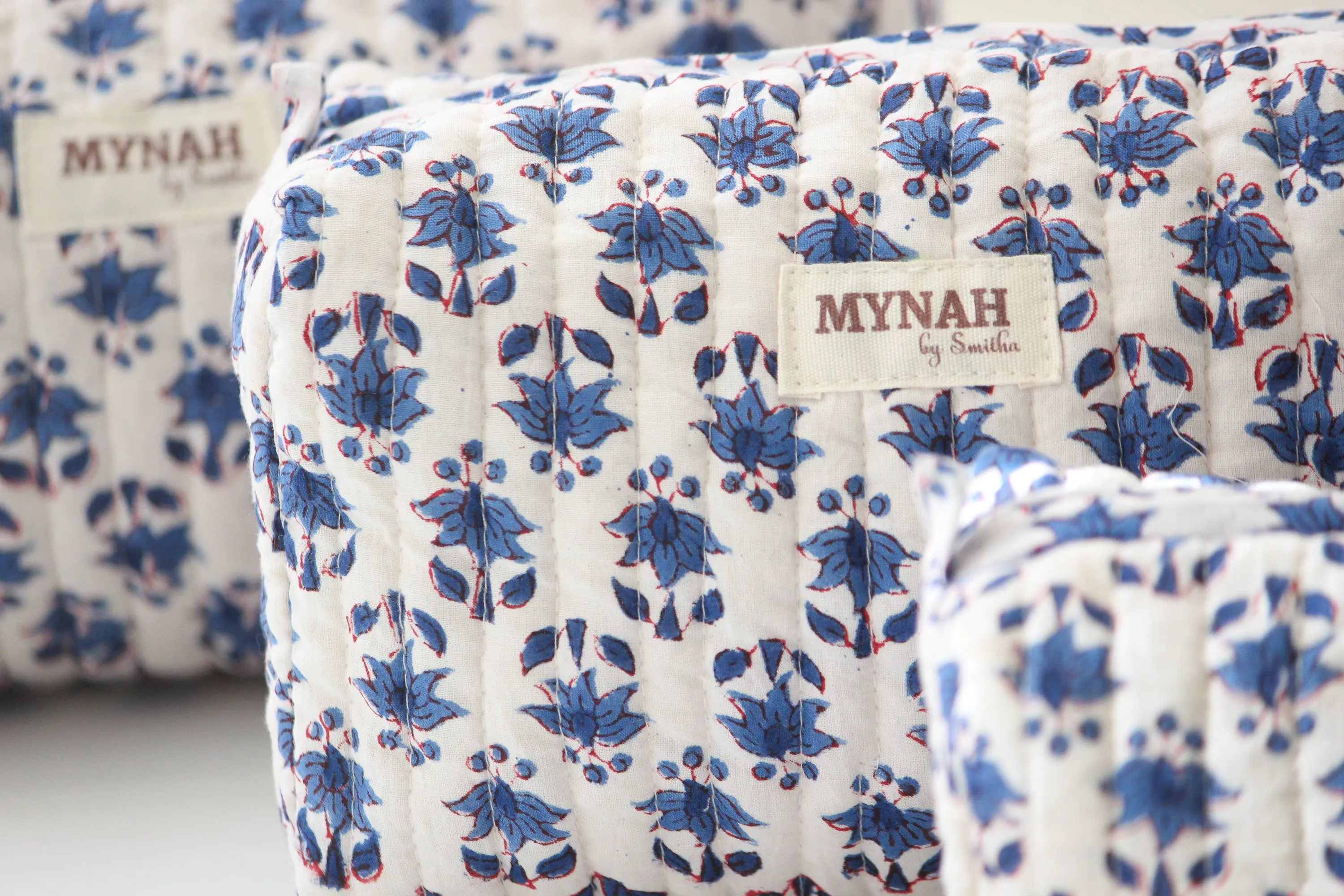 Blue Bonnet Floral Print Travel Cosmetic Bag