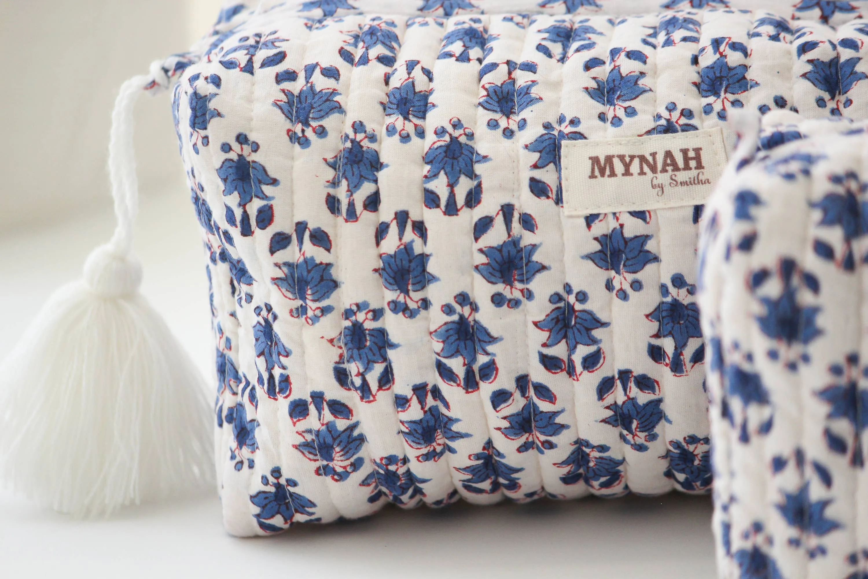 Blue Bonnet Floral Print Travel Cosmetic Bag